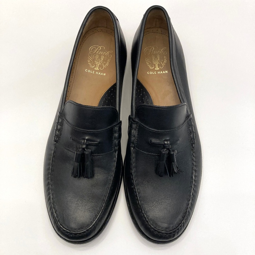 Cole Haan Pinch Tassel Loafer Black Leather Mens 12 M Hand Sewn Preppy Classic